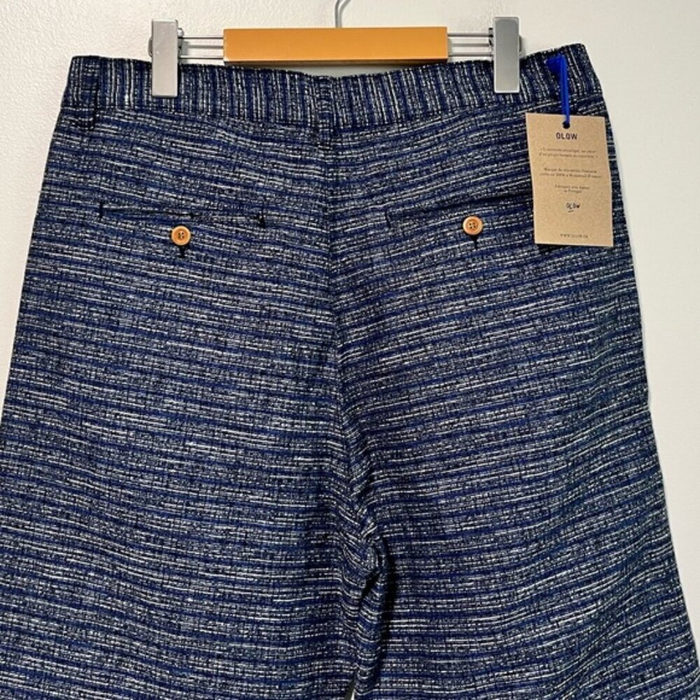 Olow Men’s Blue Textured Elastic Waist Pants Size 34 Made in Portugal BNWT - Picture 8 of 10